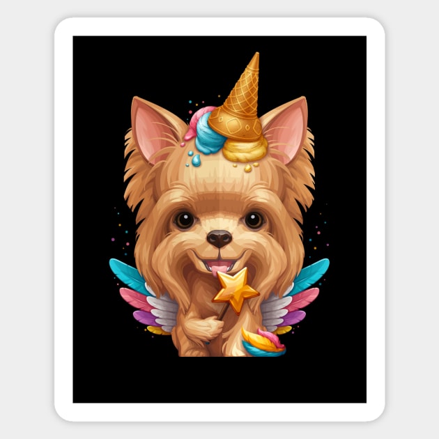 Yorkshire Terrier Ice Cream Unicorn Sticker by stonemask